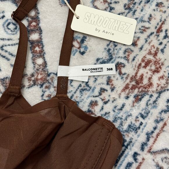 Lot of 2 NWT Aerie Smoothez Balconette Neutral Bra Unlined Sheer Underwire 36B - Picture 11 of 12